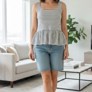 Striped Peplum Top
